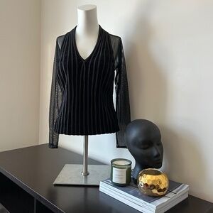 Vintage⎪Velvet Mesh Mixed Media Top